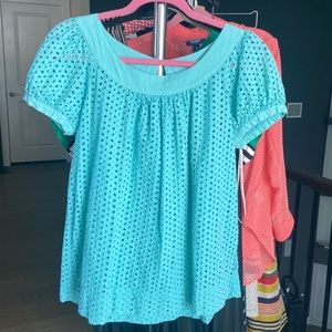 Calvin Klein eyelet rounded neck